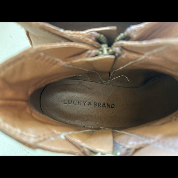 brown leather lucky brand ankle booties - Picture 4 of 6
